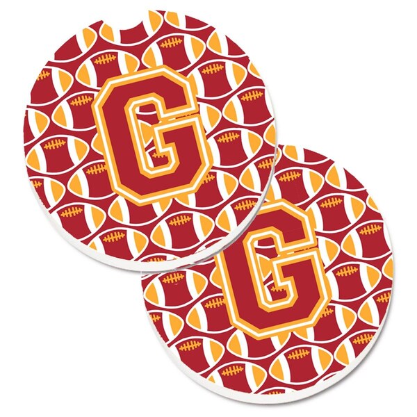 Carolines Treasures Letter G Football Cardinal and Gold Cup Holder Car Coaster, PK2 CJ1070-GCARC - main